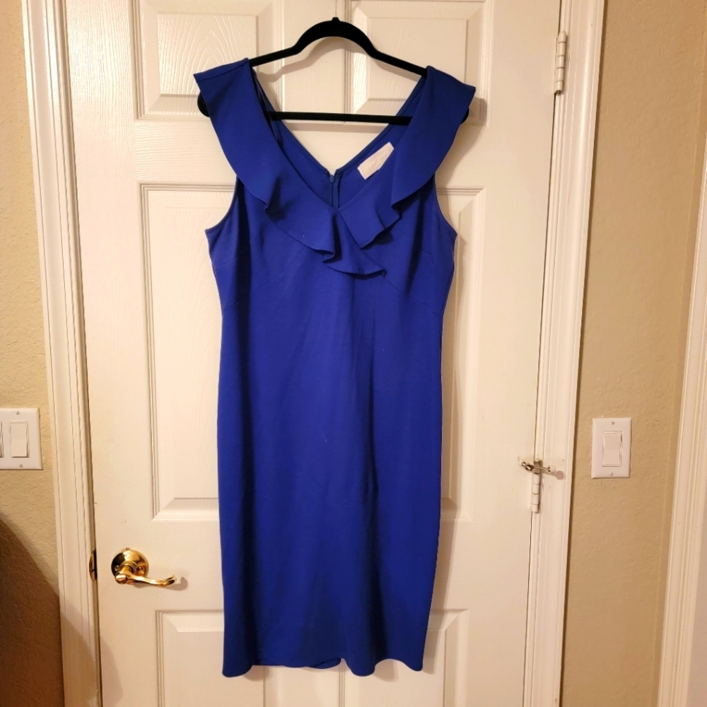 Superfoxx Cobalt Blue Ruffle Midi Dress
